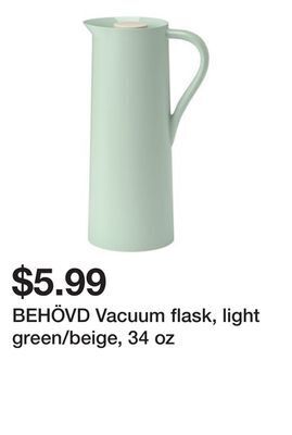 Ikea Behövd vacuum flask, light green/beige, 34 oz offer