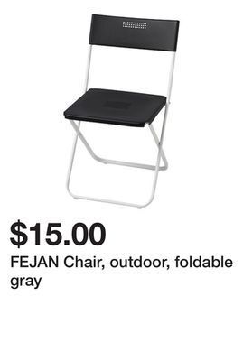 Ikea Fejan chair, outdoor, foldable gray offer
