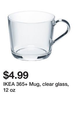 Ikea Ikea 365+ mug, clear glass, 12 oz offer