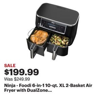 Best Buy Ninja - foodi 6-in-1 10-qt. xl 2-basket air fryer with dualzone technology & smart cook system - black offer