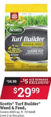 Ace Hardware Scotts® turf builder® weed & feed offer