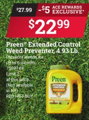Ace Hardware Preen extended control weed preventer offer
