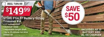 Ace Hardware Stihl fsa 57 battery string trimmer kit offer