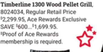 Ace Hardware Traeger timberline 1300 wood pellet grill offer