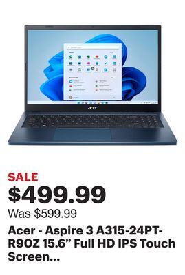 Best Buy Acer - aspire 3 a315-24pt-r90z 15.6 full hd ips touch screen laptop - amd ryzen 5 7520u with 8gb memory - 512gb ssd - steam b offer