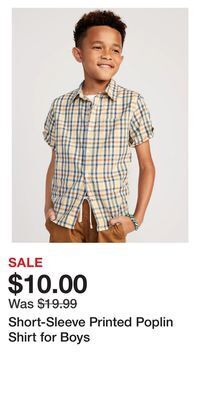 Old Navy Short-sleeve printed poplin shirt for boys offer