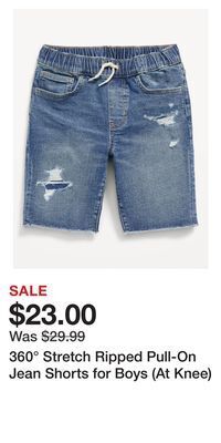 Old Navy 360° stretch ripped pull-on jean shorts for boys (at knee) offer