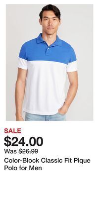 Old Navy Color-block classic fit pique polo for men offer