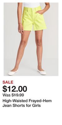 Old Navy High-waisted frayed-hem jean shorts for girls offer