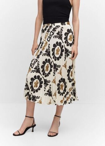 Mango Printed pleated skirt offer