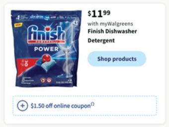 Walgreens Finish dishwasher detergent offer
