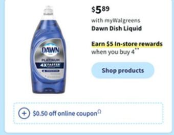 Walgreens Dawn dish liquid offer