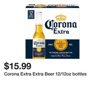 Corona extra extra beer 12/12oz bottles