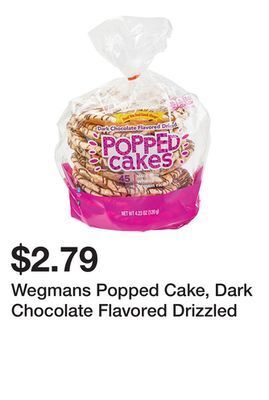 Wegmans Wegmans popped cake, dark chocolate flavored drizzled offer