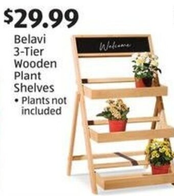 Aldi Belavi 3-Tier Wooden Plant Shelves offer