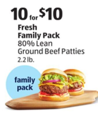 Aldi Fresh family pack 80% lean ground beef patties offer