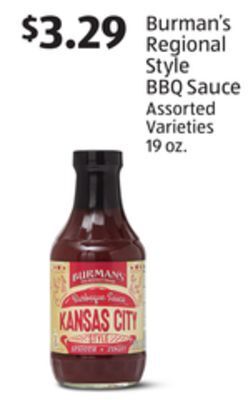 Aldi Burman's regional style bbq sauce offer