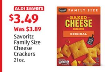 Aldi Savoritz family size cheese crackers offer