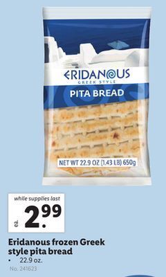 Lidl Eridanous frozen greek style pita bread offer