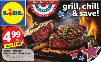 Lidl Rastelli preferred® boneless beef ribeye steak offer