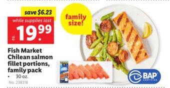 Lidl Fish market chilean salmon fillet portions, family pack offer