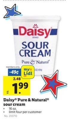 Lidl Daisy® pure & natural® sour cream offer