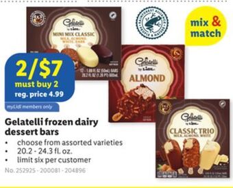 Lidl Gelatelli frozen dairy dessert bars offer