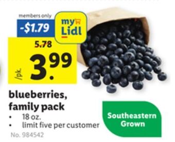 Lidl Blueberries, family pack offer