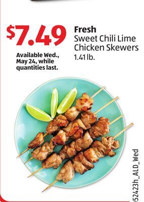 Aldi Fresh sweet chili lime chicken skewers offer