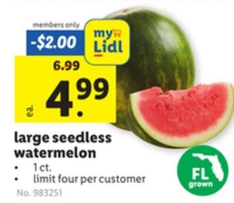 Lidl Large seedless watermelon offer