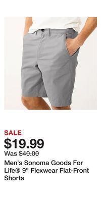 Kohl's Men's sonoma goods for life® 9 flexwear flat-front shorts offer
