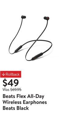 Walmart Beats flex all-day wireless earphones beats black offer