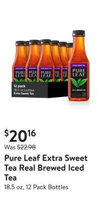Walmart Pure leaf extra sweet tea real brewed iced tea offer
