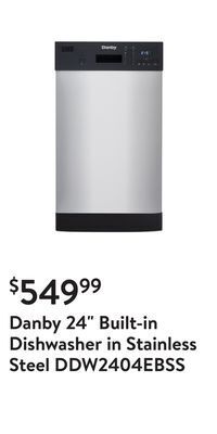 Walmart Danby 24 built-in dishwasher in stainless steel ddw2404ebss offer