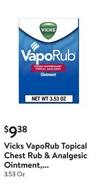Walmart Vicks vaporub topical chest rub & analgesic ointment, over-the-counter medicine offer