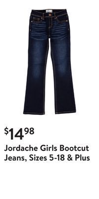 Walmart Jordache girls bootcut jeans, sizes 5-18 & plus offer