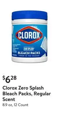 Walmart Clorox zero splash bleach packs, regular scent offer