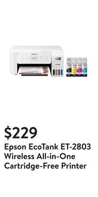 Walmart Epson ecotank et-2803 wireless all-in-one cartridge-free printer offer