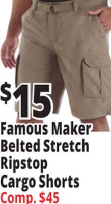Ocean State Job Lot Famous maker belted stretch ripstop cargo shorts offer