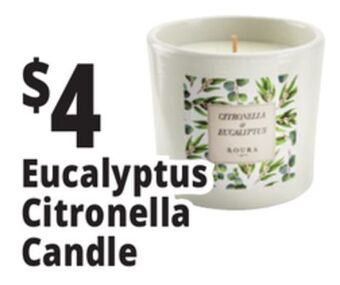 Ocean State Job Lot Roura citronella & eucalyptus candle offer