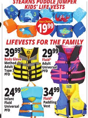 Ocean State Job Lot Life vests offer