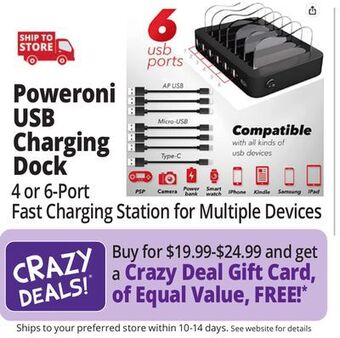 Ocean State Job Lot Poweroni usb charging dock offer