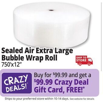 Ocean State Job Lot Sealed air extra large bubble wrap roll offer