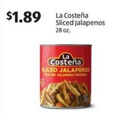 Aldi La Costeña Sliced Jalapenos 28 oz offer