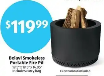 Aldi Belavi Smokeless Portable Fire Pit 19.5" x 19.5" x 14.05" Includes carry bag offer