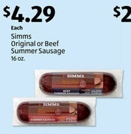 Aldi Simms Original or Beef Summer Sausage offer