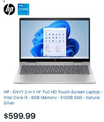 Best Buy HP - ENVY 2-in-1 14" Full HD Touch-Screen Laptop - Intel Core i5 - 8GB Memory - 512GB SSD - Natural Silver offer