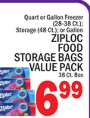 C Town Ziploc food storage bags value pack 38 ct. box offer