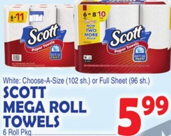 Bravo Supermarkets Scott mega roll towels 6 roll pkg offer