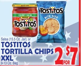 Bravo Supermarkets Tostitos tortilla chips xxl 9-13 oz. bag offer